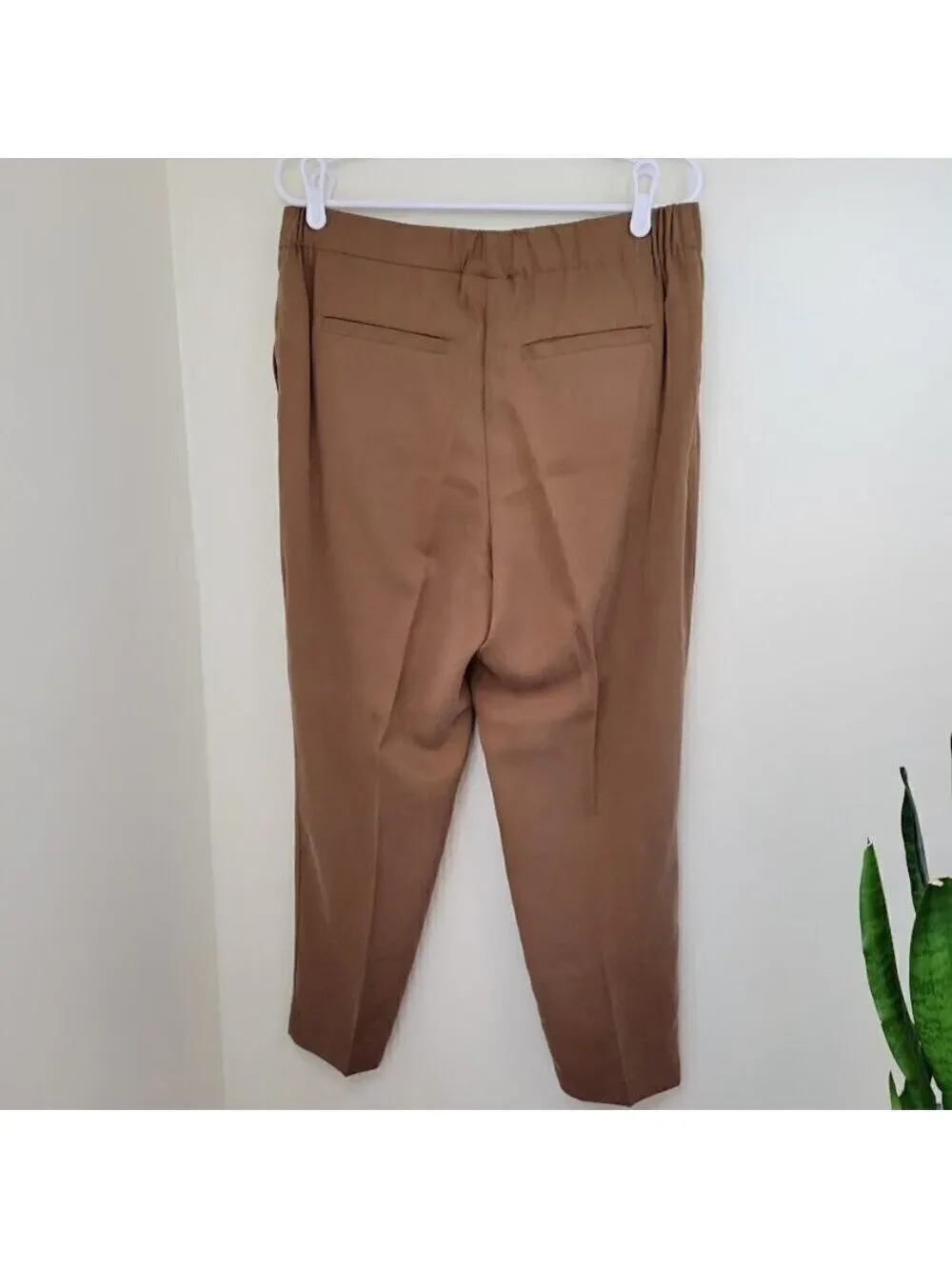 Chico's Front Pleated Skimmer Ankle Pants Tencel Brown Lightweight Flowy Size 10
